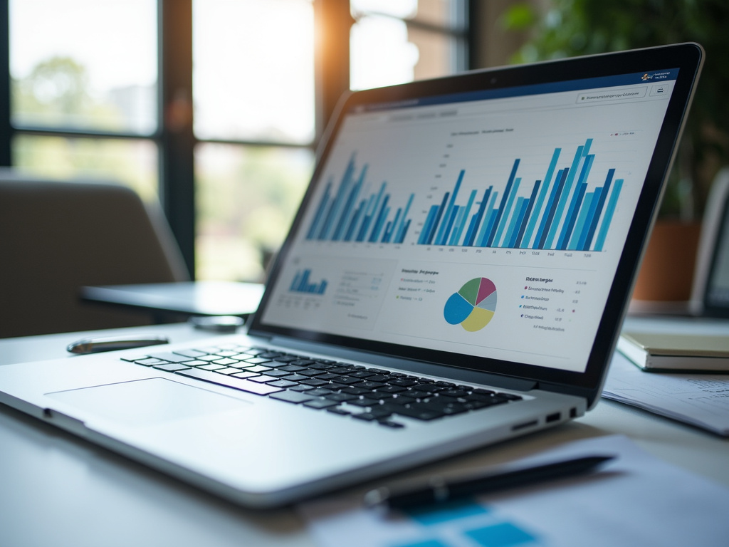 Laptop with charts — plumber SEO