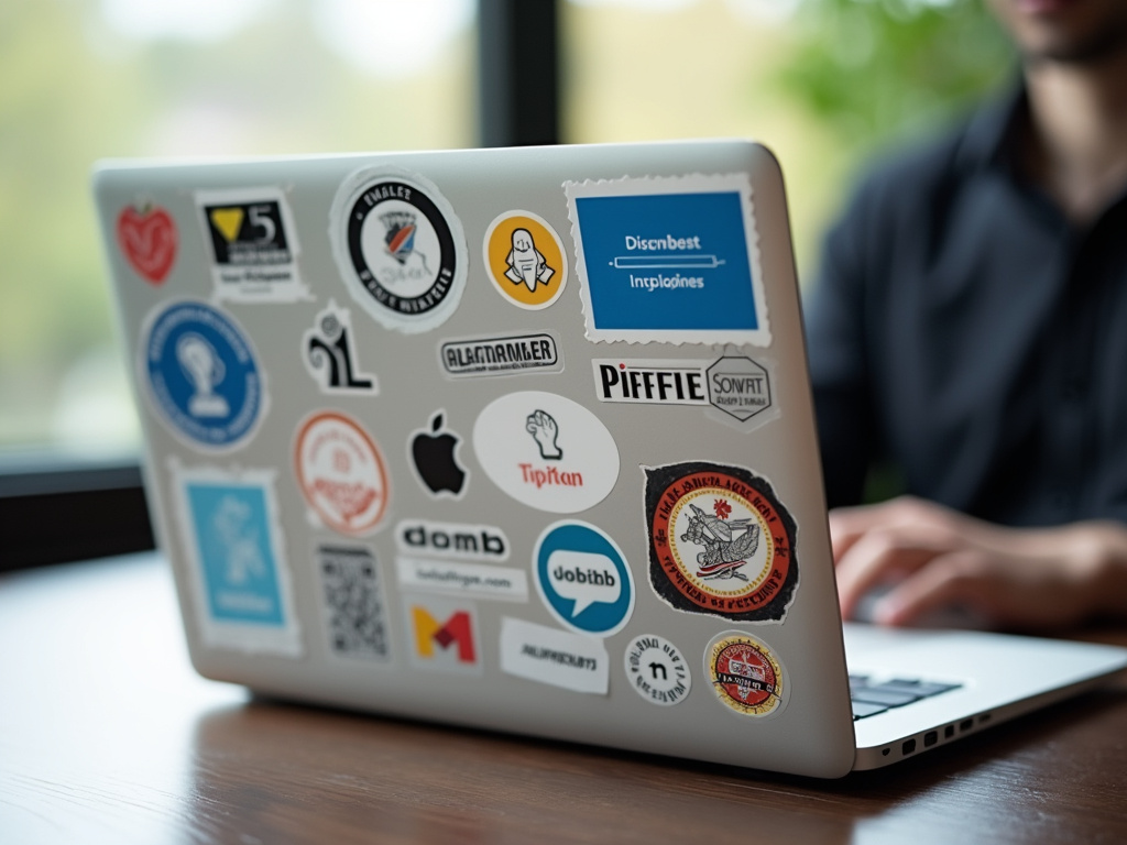 Laptop with stickers — uv dtf eazysticker gang sheet
