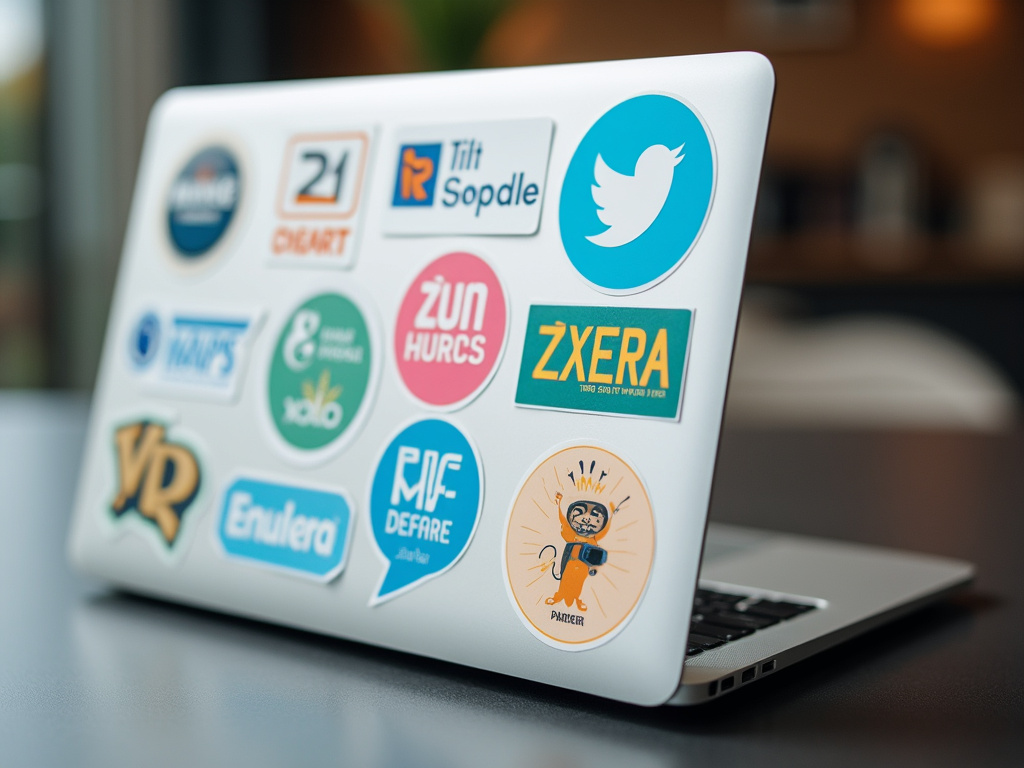 Laptop with stickers — uv dtf eazysticker gang sheet
