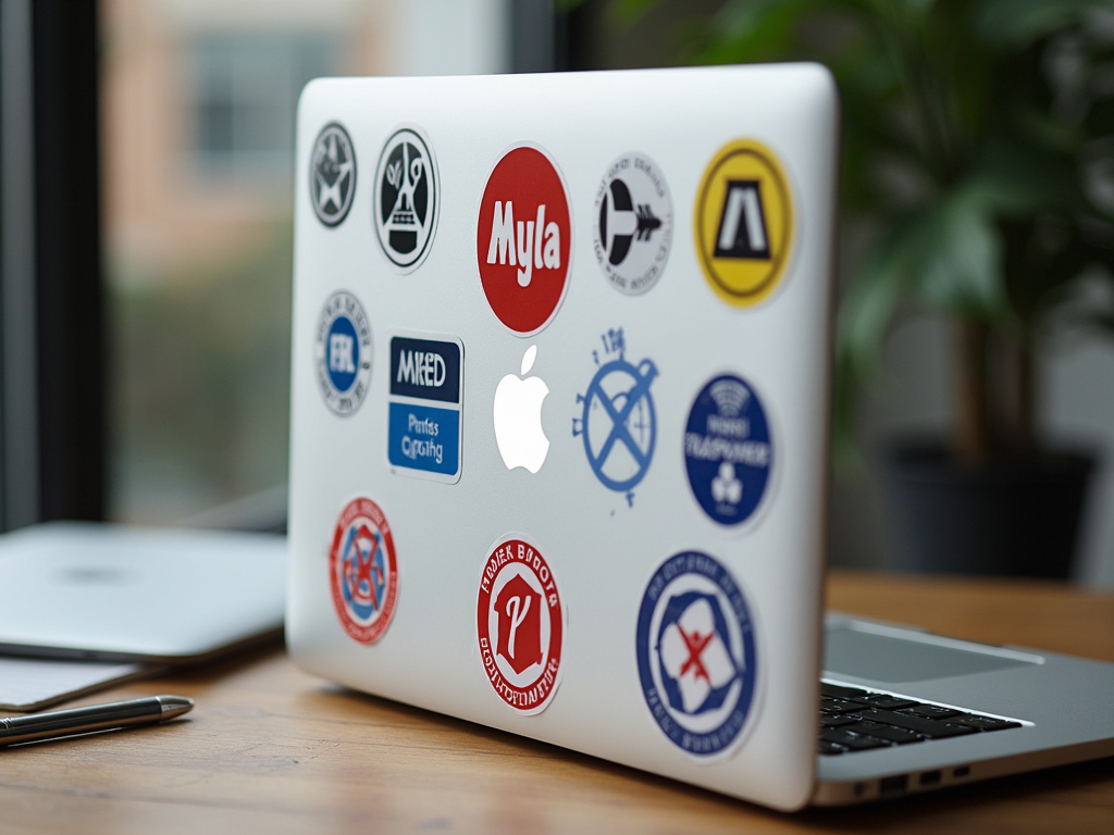 Laptop with stickers — uv dtf eazysticker gang sheet