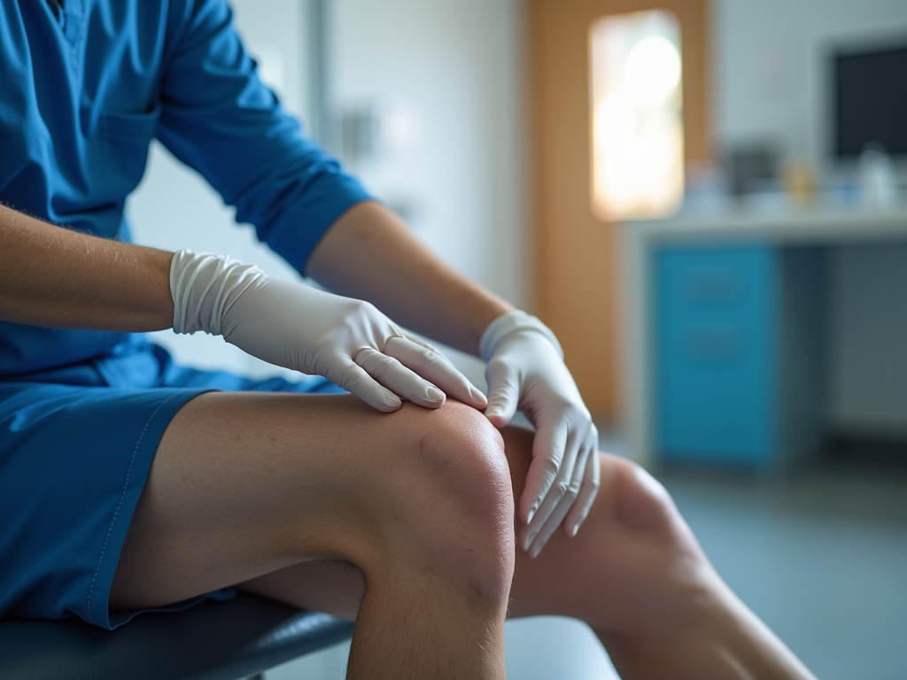Patient knee treatment — cold laser therapy austin