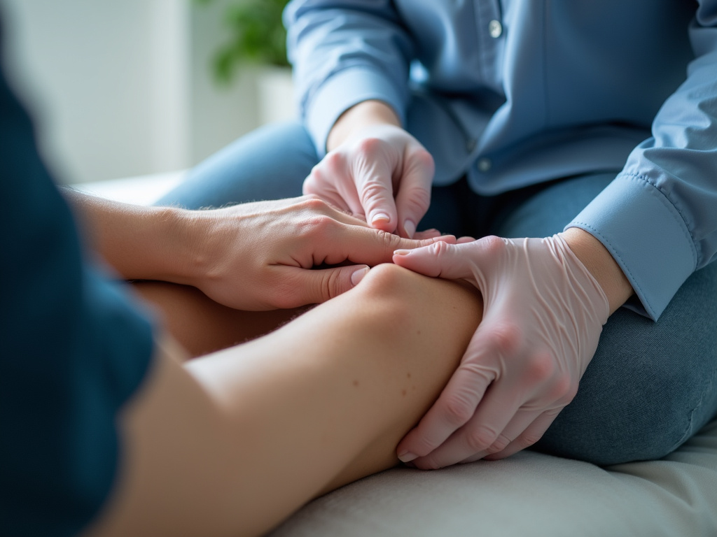 Patient knee treatment — cold laser therapy austin