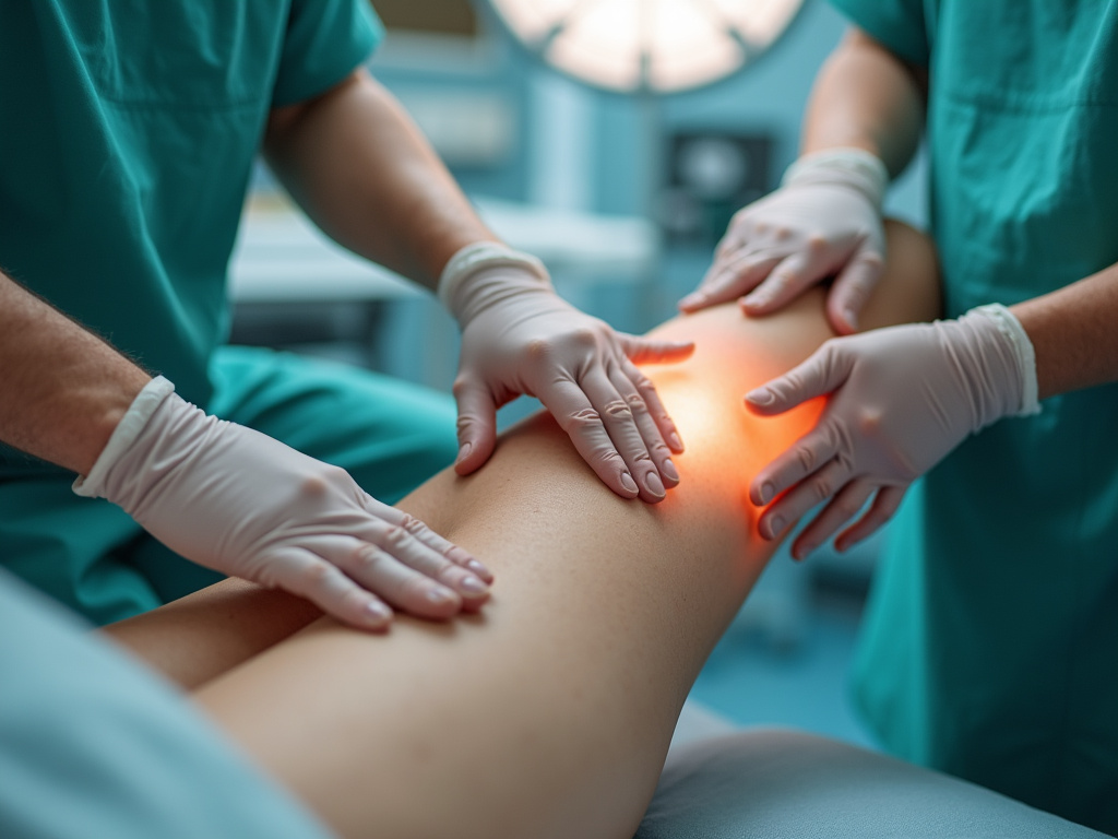 Patient knee treatment — cold laser therapy austin