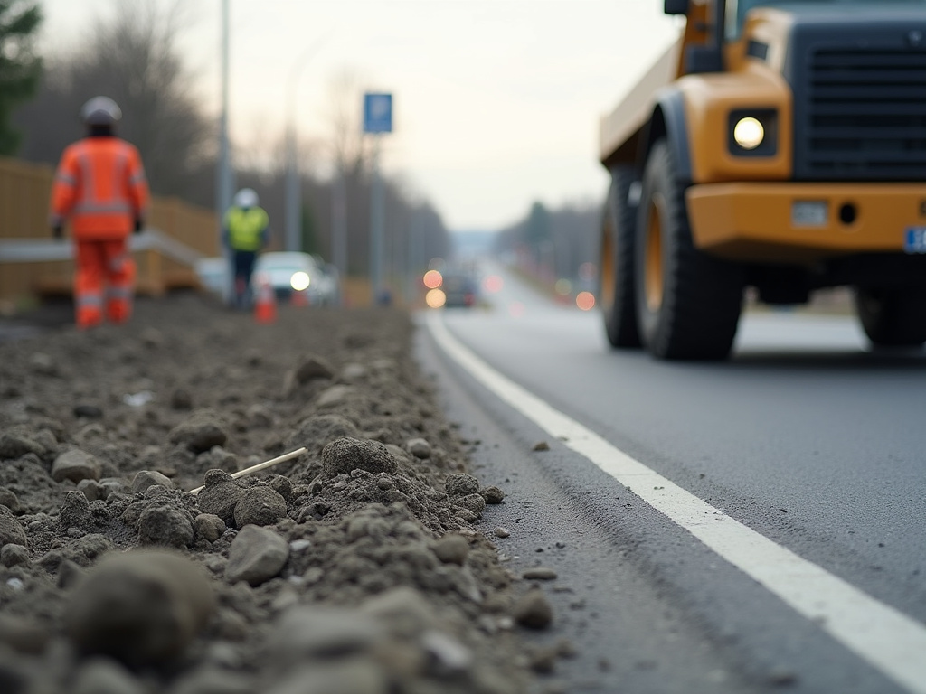 Road construction site — solar traffic light
