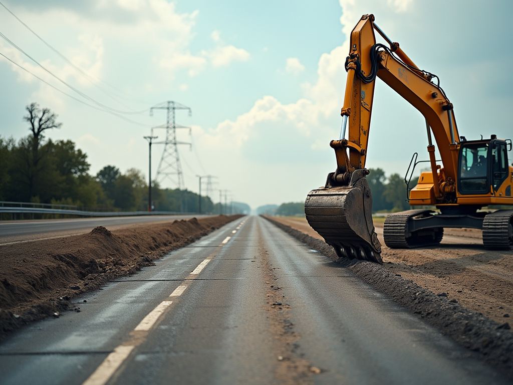 Road construction site — solar traffic light