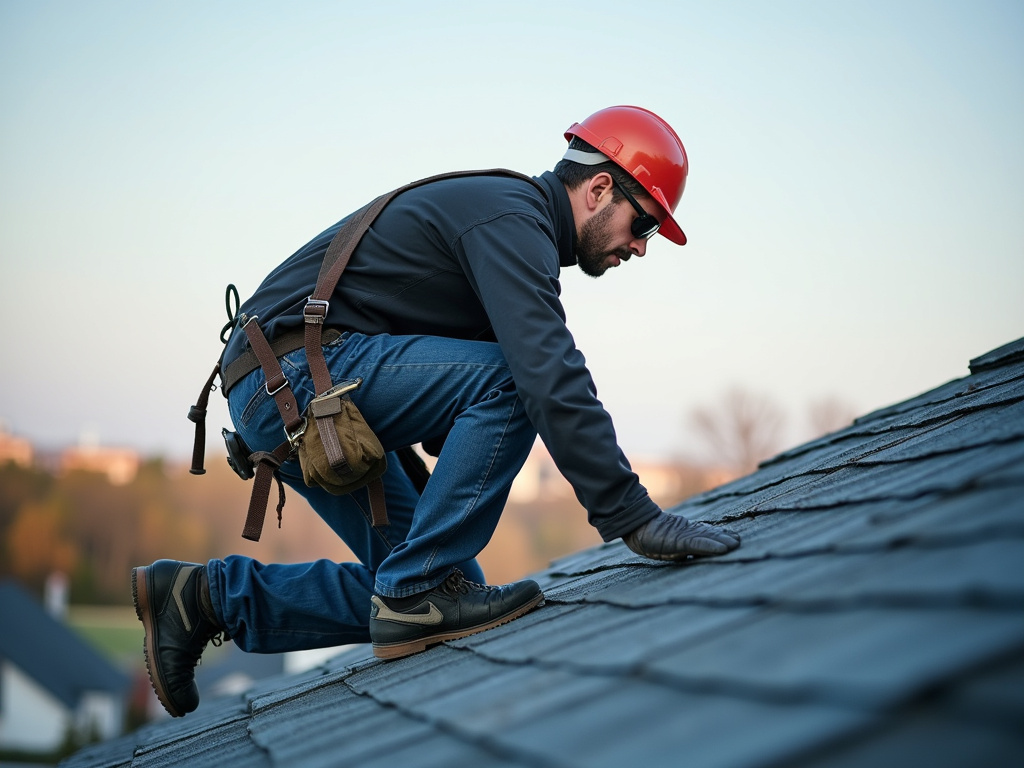 Roofer on rooftop — roof repair dacula ga
