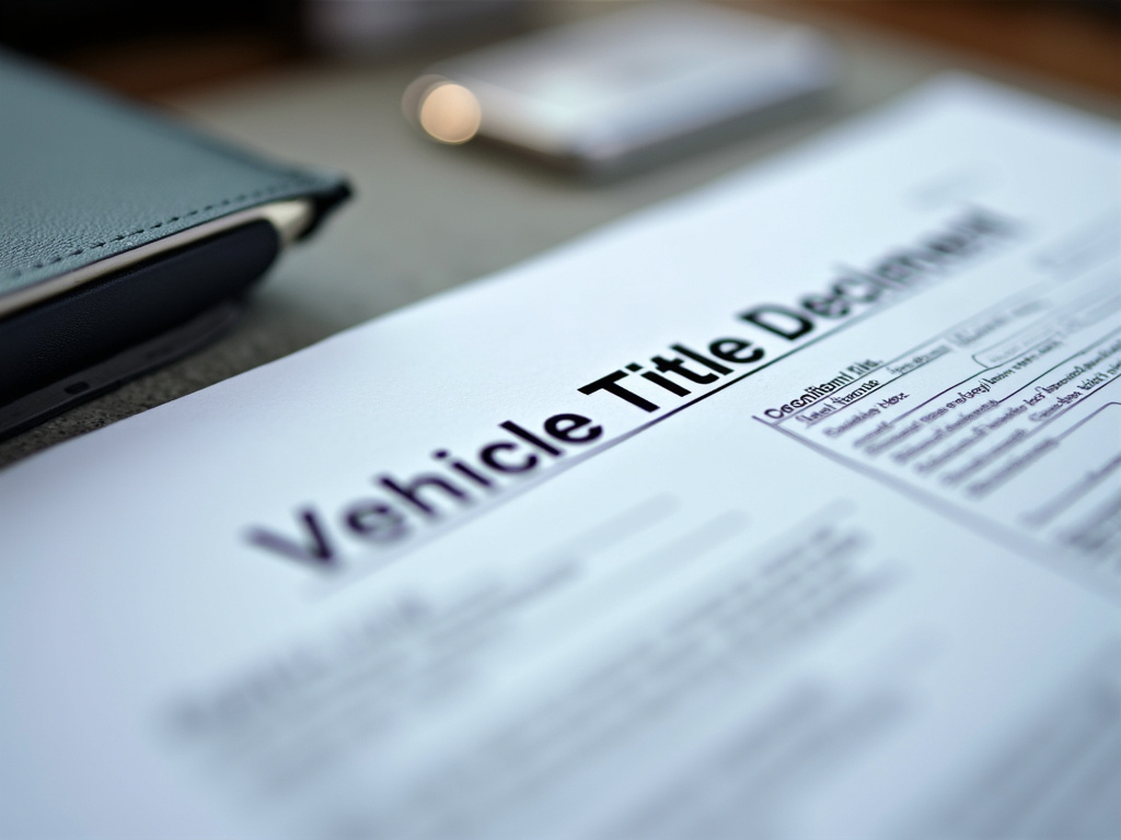 Vehicle title document — car title loans