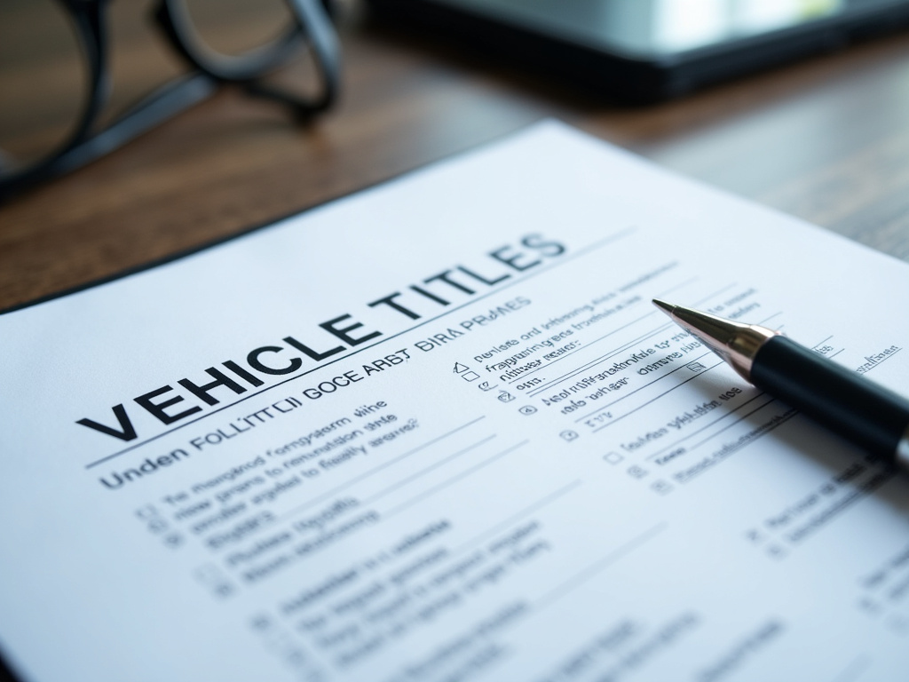 Vehicle title document — car title loans