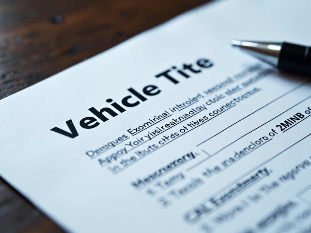 Vehicle title document — car title loans