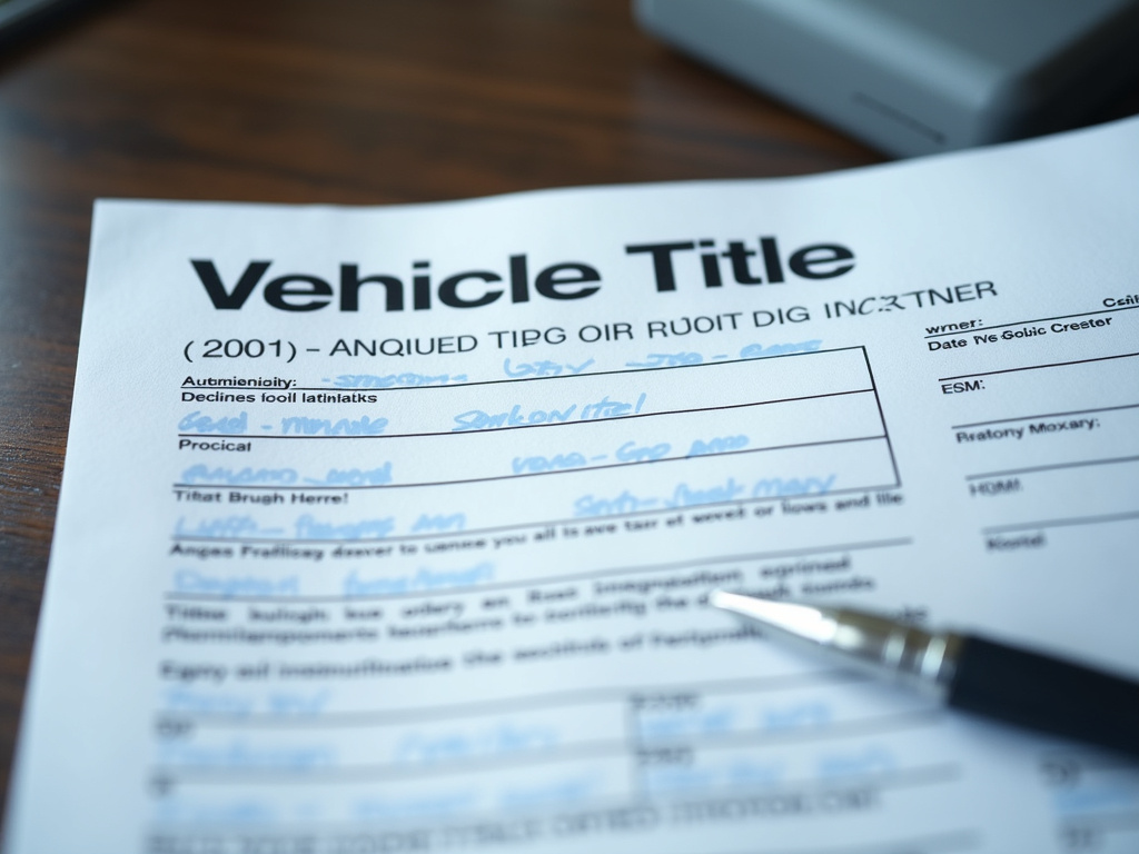 Vehicle title document — title loans massachusetts